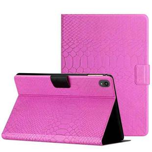 For Lenovo Tab P11 Solid Color Crocodile Texture Leather Smart Tablet Case(Rose Red)