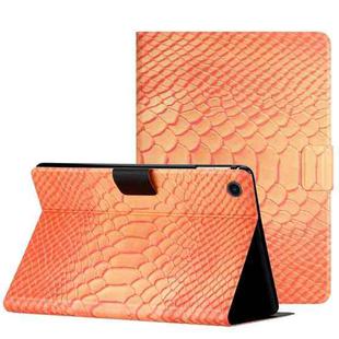 For Samsung Galaxy Tab A8 Solid Color Crocodile Texture Leather Smart Tablet Case(Orange)