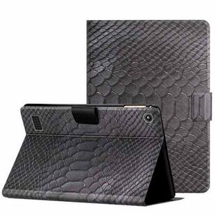 For Amazon Kindle Fire HD 8 2020 Solid Color Crocodile Texture Leather Smart Tablet Case(Black)