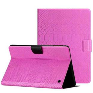 For Amazon Kindle Fire HD 8 2020 Solid Color Crocodile Texture Leather Smart Tablet Case(Rose Red)