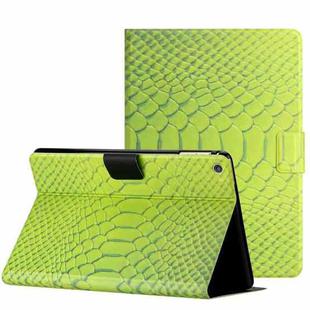 For Amazon Kindle Fire HD 10 2019/2017/2015 Solid Color Crocodile Texture Leather Smart Tablet Case(Green)