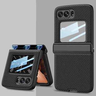 For Motorola Razr 2022 GKK Magnetic Folding Shockproof Leather Phone Case(Carbon Fibre)