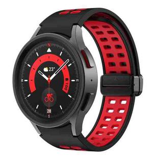 For Samsung Galaxy Watch5 Pro Double-row Hole Folding Buckle Silicone Watch Band(Black Red)