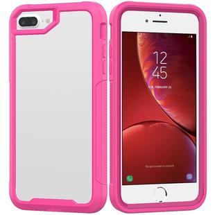 For iPhone 8 Plus & 7 Plus Transparent Series Frame TPU + PC Dust-proof Scratch-proof Drop-proof Protective Case(Rose Red)