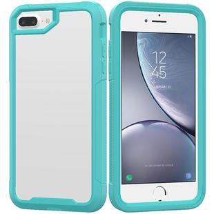 For iPhone 8 Plus & 7 Plus Transparent Series Frame TPU + PC Dust-proof Scratch-proof Drop-proof Protective Case(Light Blue)