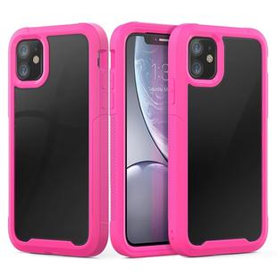 For iPhone 11 Transparent Series Frame TPU + PC Dust-proof Scratch-proof Drop-proof Protective Case(Rose Red)