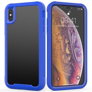 For iPhone XS / X Transparent Series Frame TPU + PC Dust-proof Scratch-proof Drop-proof Protective Case(Blue)