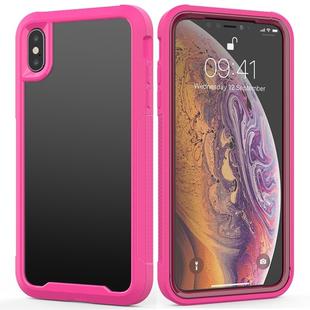 For iPhone XS / X Transparent Series Frame TPU + PC Dust-proof Scratch-proof Drop-proof Protective Case(Rose Red)