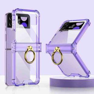 For Samsung Galaxy Z Flip4 GKK Airbag Hinge Shockproof Phone Case with Ring Holder(Purple)