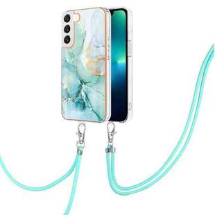 For Samsung Galaxy S23 5G Electroplating Marble Dual-side IMD TPU Phone Case with Lanyard(Green 003)