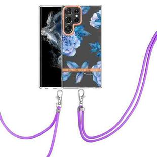 For Samsung Galaxy S23 Ultra 5G Flowers and Plants Series IMD TPU Phone Case with Lanyard(Orchid Peony)