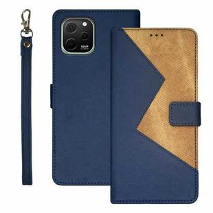 For Huawei nova Y61 4G idewei Two-color Splicing Leather Phone Case(Blue)