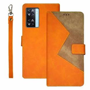 For OPPO A77s idewei Two-color Splicing Leather Phone Case(Orange)