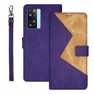 For OPPO A77s idewei Two-color Splicing Leather Phone Case(Purple)