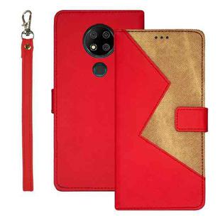 For Oukitel C19 Pro idewei Two-color Splicing Leather Phone Case(Red)