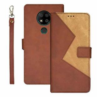 For Oukitel C19 Pro idewei Two-color Splicing Leather Phone Case(Brown)