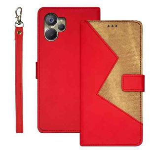 For Realme 10 5G idewei Two-color Splicing Leather Phone Case(Red)