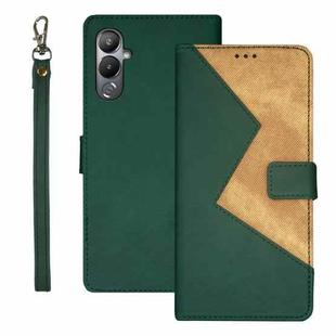 For Tecno Pova 4 idewei Two-color Splicing Leather Phone Case(Green)