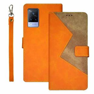 For vivo V21s idewei Two-color Splicing Leather Phone Case(Orange)