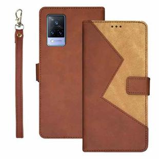For vivo V21s idewei Two-color Splicing Leather Phone Case(Brown)