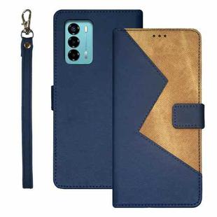 For ZTE Blade A72 4G idewei Two-color Splicing Leather Phone Case(Blue)