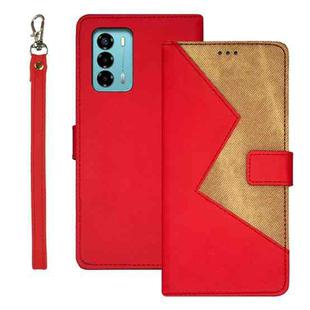 For ZTE Blade A72 4G idewei Two-color Splicing Leather Phone Case(Red)