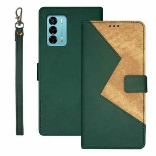 For ZTE Blade A72 4G idewei Two-color Splicing Leather Phone Case(Green)