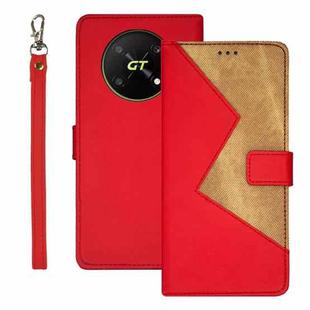 For Honor X40 GT idewei Two-color Splicing Leather Phone Case(Red)
