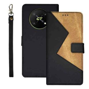 For Honor X40 GT idewei Two-color Splicing Leather Phone Case(Black)