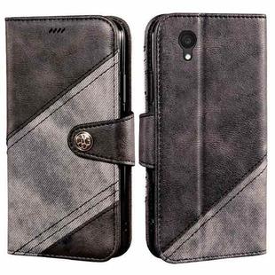 For Alcatel 1 Ultra idewei Color Contrast Retro Texture Leather Phone Case(Black)