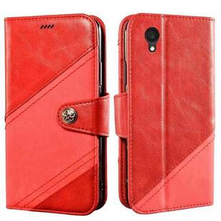 For Alcatel 1 Ultra idewei Color Contrast Retro Texture Leather Phone Case(Red)