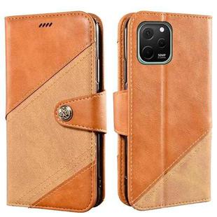 For Huawei nova Y61 4G idewei Color Contrast Retro Texture Leather Phone Case(Orange)