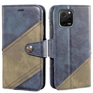 For Huawei nova Y61 4G idewei Color Contrast Retro Texture Leather Phone Case(Blue)