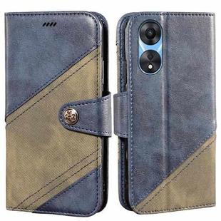 For OPPO A58 5G idewei Color Contrast Retro Texture Leather Phone Case(Blue)