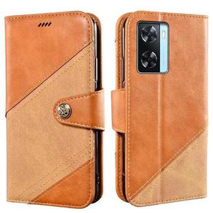 For OPPO A77s idewei Color Contrast Retro Texture Leather Phone Case(Orange)