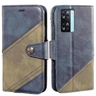 For OPPO A77s idewei Color Contrast Retro Texture Leather Phone Case(Blue)