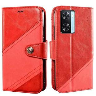 For OPPO A77s idewei Color Contrast Retro Texture Leather Phone Case(Red)
