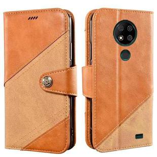 For Oukitel C19 Pro idewei Color Contrast Retro Texture Leather Phone Case(Orange)