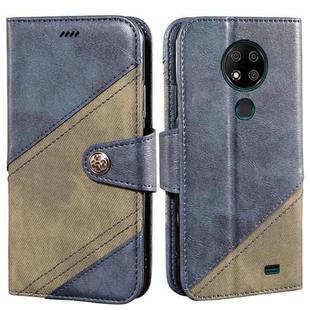For Oukitel C19 Pro idewei Color Contrast Retro Texture Leather Phone Case(Blue)