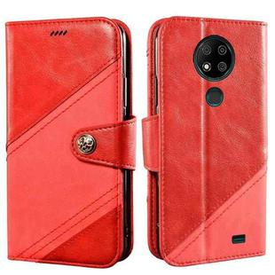 For Oukitel C19 Pro idewei Color Contrast Retro Texture Leather Phone Case(Red)