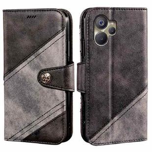 For Realme 10 5G idewei Color Contrast Retro Texture Leather Phone Case(Black)