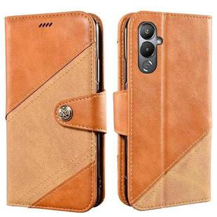 For Tecno Pova 4 idewei Color Contrast Retro Texture Leather Phone Case(Orange)