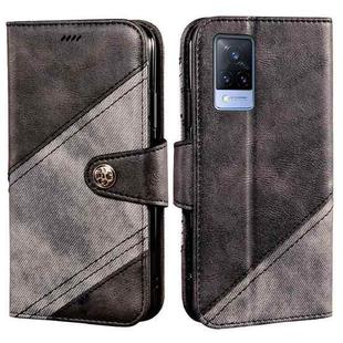 For vivo V21s idewei Color Contrast Retro Texture Leather Phone Case(Black)