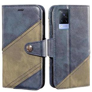 For vivo V21s idewei Color Contrast Retro Texture Leather Phone Case(Blue)