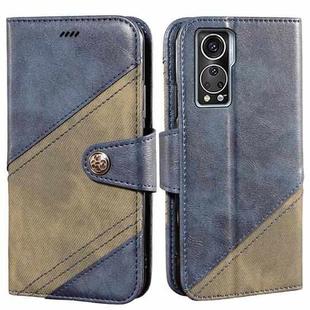 For ZTE Axon 30S idewei Color Contrast Retro Texture Leather Phone Case(Blue)