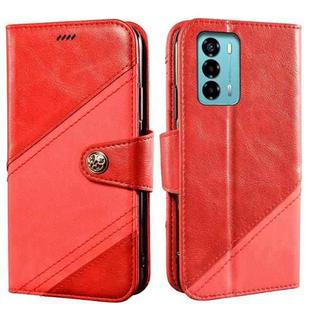 For ZTE Blade A72 4G idewei Color Contrast Retro Texture Leather Phone Case(Red)