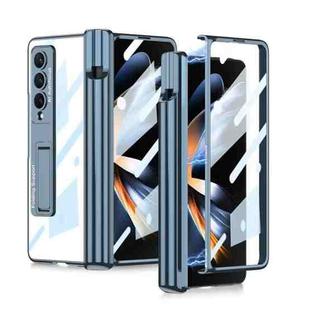 For Samsung Galaxy Z Fold4 GKK Magnetic Fold Hinge Shockproof Phone Case with Pen Slots(Blue)