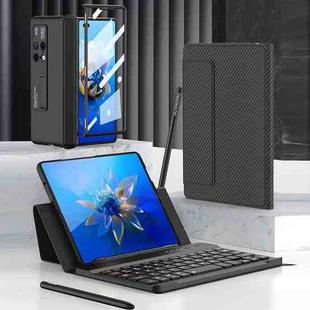 For Huawei Mate X2 GKK Magnetic Folding Bluetooth Keyboard Leather Case with Pen(Carbon Fibre)