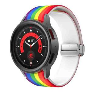 For Samsung Galaxy Watch5 Magnetic Printed Silicone Watch Band(Rainbow)