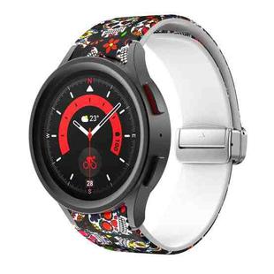 For Samsung Galaxy Watch5 Magnetic Printed Silicone Watch Band(Color Skull)